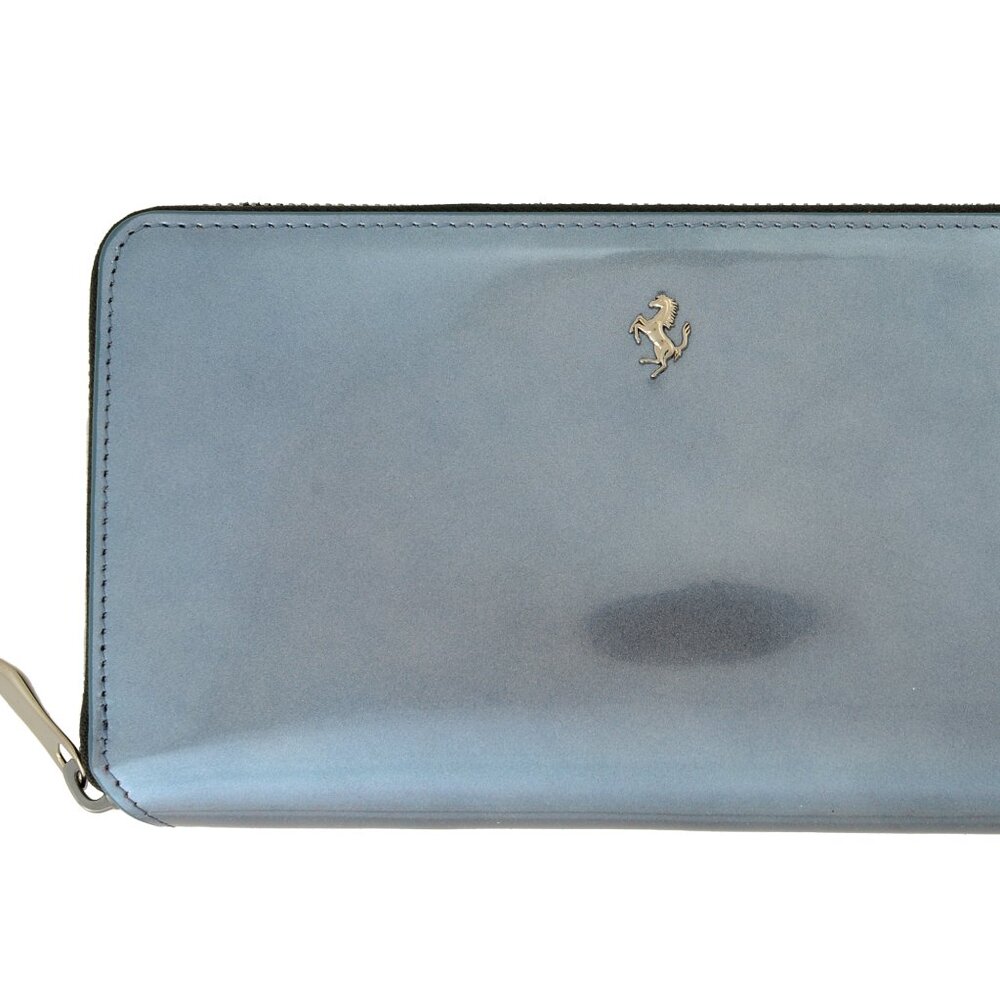 Scuderia Ferrari Hypersonic Blue Patent Leather Zip-Around Continental Wallet - Picture 2 of 7